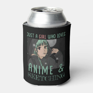Nur ein Mädchen, das Anime und Skizzen Lieben Dosenkühler