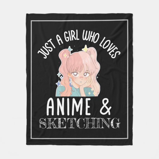 Nur ein Mädchen, das Anime und Skizzen Lieben Fleecedecke (Vorderseite)