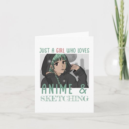 Nur ein Mädchen, das Anime und Skizzen Lieben Karte (Vorderseite)