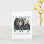 Nur ein Mädchen, das Anime und Skizzen Lieben Karte (Gelbe Blume)