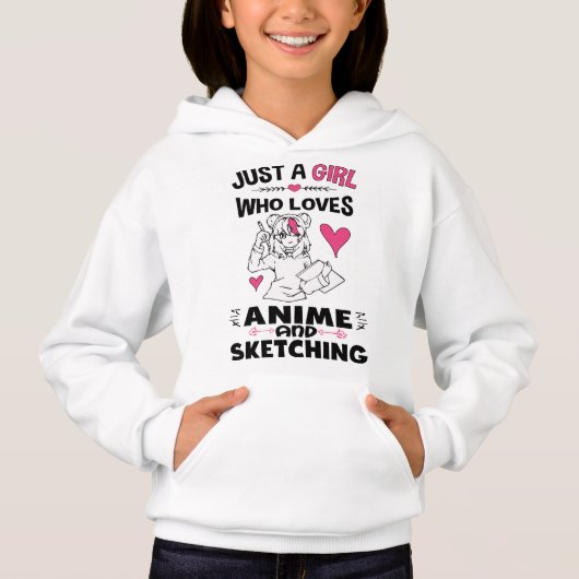 Nur ein Mädchen, das Anime und Skizzen von Mädchen Hoodie (Vorderseite)