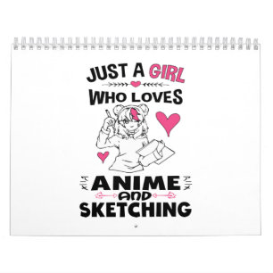 Nur ein Mädchen, das Anime und Skizzen von Mädchen Kalender