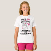Nur ein Mädchen, das Anime und Skizzen von Mädchen T-Shirt (Vorne ganz)