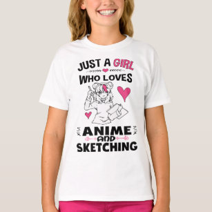 Nur ein Mädchen, das Anime und Skizzen von Mädchen T-Shirt