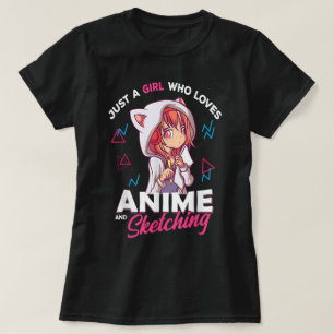 Nur ein Mädchen, das Anime und Zeichnen liebt T-Shirt