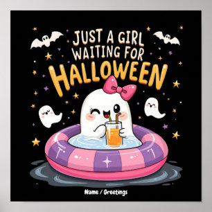 Nur ein Mädchen, das auf Halloween wartet, gruseli Poster