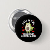 Nur ein Mädchen, das Avocado und Katzen Liebe Button (Vorne & Hinten)