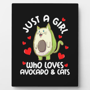 Nur ein Mädchen, das Avocado und Katzen Liebe Fotoplatte