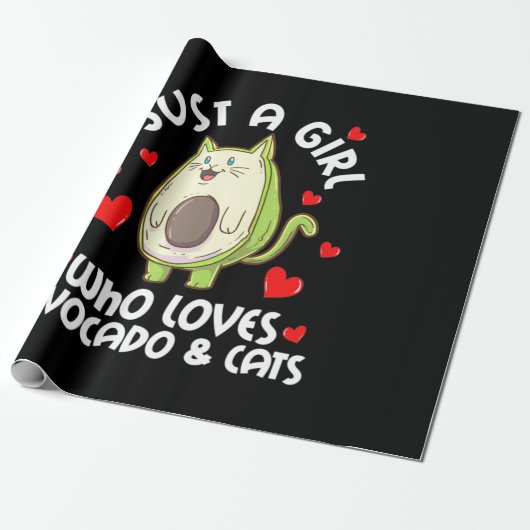 Nur ein Mädchen, das Avocado und Katzen Liebe Geschenkpapier (Ungerollt)