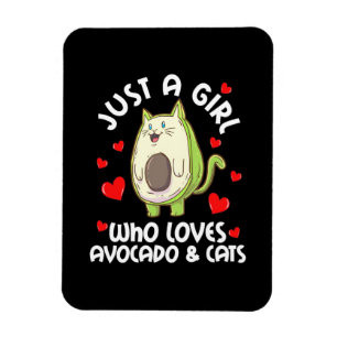 Nur ein Mädchen, das Avocado und Katzen Liebe Magnet