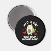 Nur ein Mädchen, das Avocado und Katzen Liebe Magnet (Vorderseite/Rückseite)