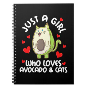Nur ein Mädchen, das Avocado und Katzen Liebe Notizblock