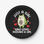 Nur ein Mädchen, das Avocado und Katzen Liebe Pappteller (Vorderseite)