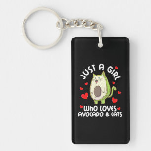 Nur ein Mädchen, das Avocado und Katzen Liebe Schlüsselanhänger