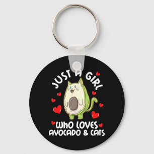 Nur ein Mädchen, das Avocado und Katzen Liebe Schlüsselanhänger