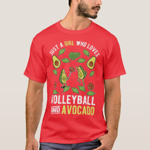 Nur ein Mädchen, das Avocado und Volleyball Liebe T-Shirt