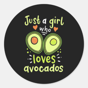 Nur ein Mädchen, das Avocados Liebe Runder Aufkleber