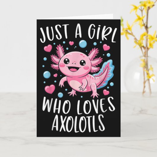 Nur ein Mädchen, das Axolotl Axolotl Kawaii Mädche Karte (Gelbe Blume)