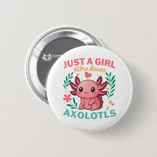 Nur ein Mädchen, das Axolotl liebt Button (Vorne & Hinten)