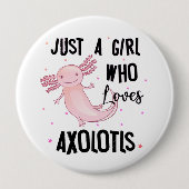 Nur ein Mädchen, das Axolotls Amphibien Salamande Button (Vorderseite)