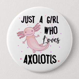 Nur ein Mädchen, das Axolotls Amphibien Salamande Button