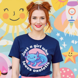 Nur ein Mädchen, das Axolotls Blue Kawaii Niedlich T-Shirt
