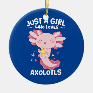 Nur ein Mädchen, das Axolotls Kawaii Cute Pink lie Keramik Ornament