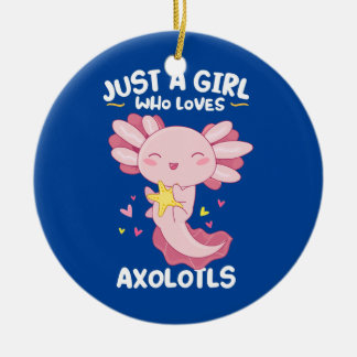 Nur ein Mädchen, das Axolotls Kawaii Cute Pink lie Keramik Ornament