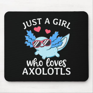 Nur ein Mädchen, das Axolotls Liebe Niedlich Kawai Mousepad