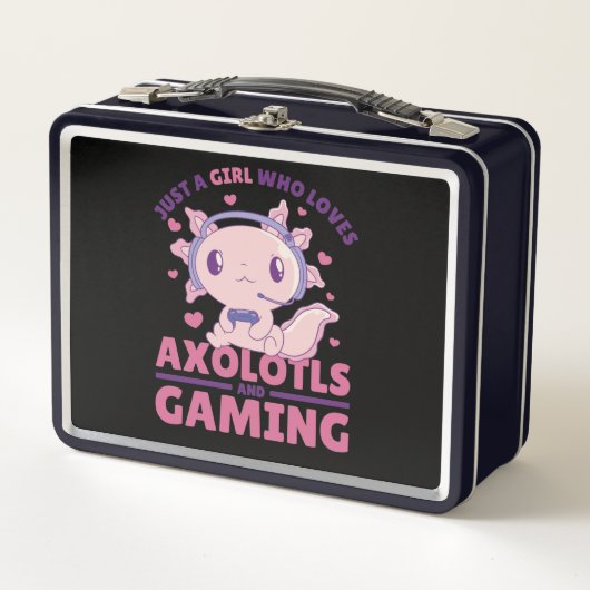 Nur ein Mädchen, das Axolotts und Gaming Lieben Metall Brotdose (Vorderseite)