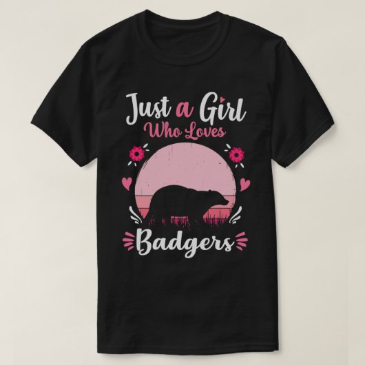 Nur ein Mädchen, das Badgers Lieben Pink Retro Vin T-Shirt (Design vorne)