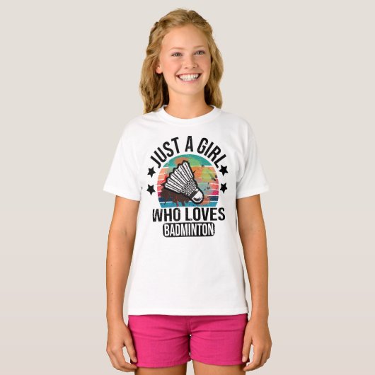 Nur ein Mädchen, das Badminton Racket Player Liebe T-Shirt (Vorne ganz)