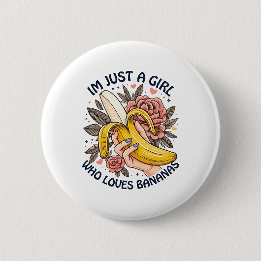 Nur ein Mädchen, das Bananen Liebe Button (Vorderseite)
