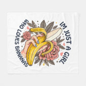 Nur ein Mädchen, das Bananen Liebe Fleecedecke (Vorderseite (Horizontal))