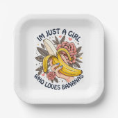 Nur ein Mädchen, das Bananen Liebe Pappteller (Vorderseite)