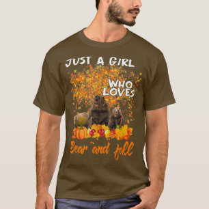 Nur ein Mädchen, das Bären und Fall Pumpkin Autum T-Shirt