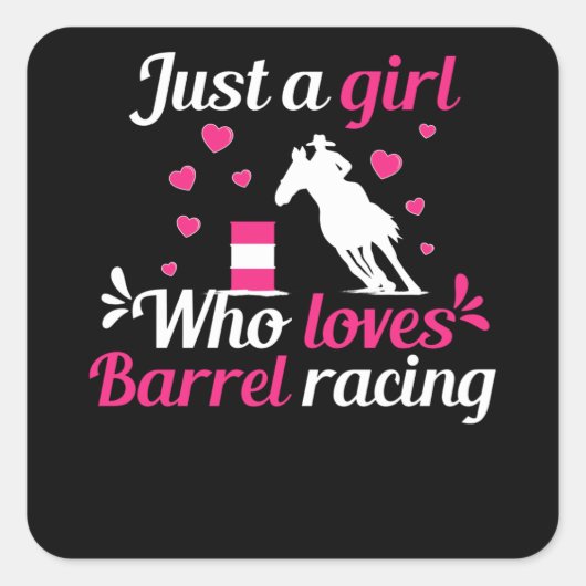 Nur ein Mädchen, das Barrel Racing Liebe hat Quadratischer Aufkleber (Vorderseite)