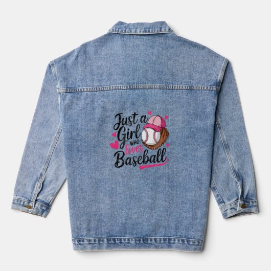 Nur ein Mädchen, das Baseball Liebe Jeansjacke (Rückseite)