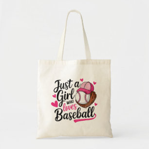 Nur ein Mädchen, das Baseball Liebe Tragetasche