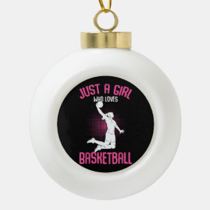 Nur ein Mädchen, das Basketball Kids Mädchen liebt Keramik Kugel-Ornament