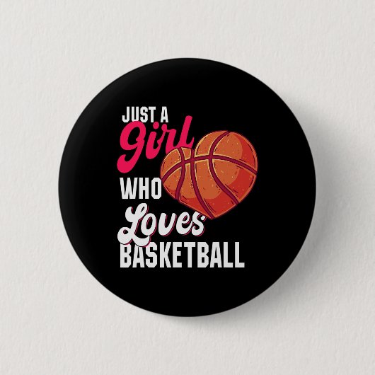 Nur ein Mädchen, das Basketball Liebe Mädchen Kind Button (Vorderseite)