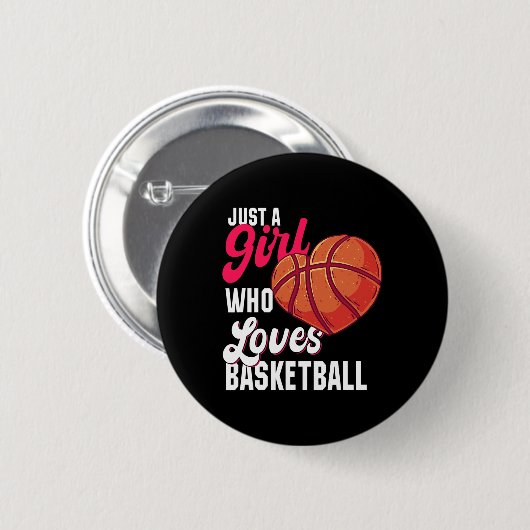 Nur ein Mädchen, das Basketball Liebe Mädchen Kind Button (Vorne & Hinten)
