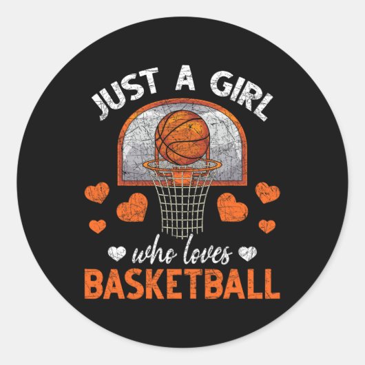 Nur ein Mädchen, das Basketball Lieben Basketball- Runder Aufkleber (Vorderseite)