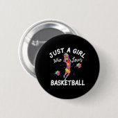 Nur ein Mädchen, das Basketball Lieben Button (Vorne & Hinten)
