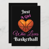 Nur ein Mädchen, das Basketball Lieben Einladung (Vorne/Hinten)