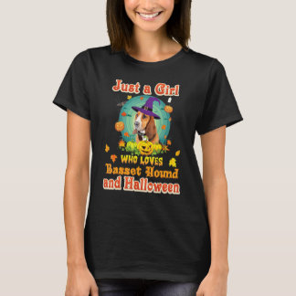 Nur Ein Mädchen Das Basset Hound Hund Und Hallowee T-Shirt