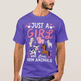 Nur ein Mädchen, das Bauernhoftiere für Frauen Mäd T-Shirt
