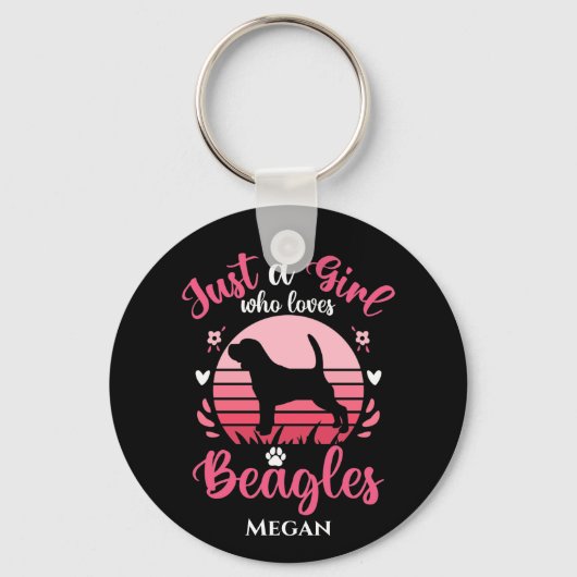 Nur ein Mädchen, das Beagle Liebe, Personalisiert Schlüsselanhänger (Vorderseite)