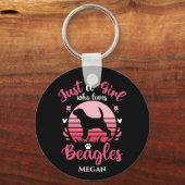 Nur ein Mädchen, das Beagle Liebe, Personalisiert Schlüsselanhänger (Vorderseite)