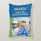 Nur ein Mädchen, das blauer Fairies Liebe Dekokissen (Vorderseite(Vertikal))